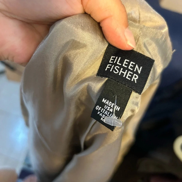Eileen Fisher Metallic Beige Linen Blend Jacket - Picture 3 of 4